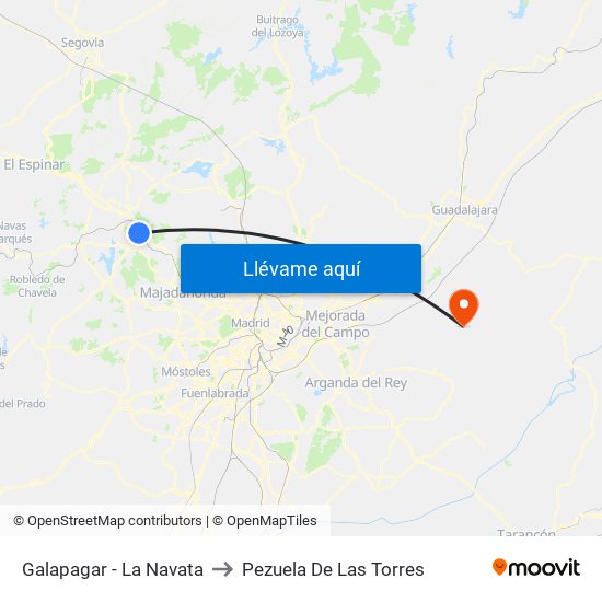 Galapagar - La Navata to Pezuela De Las Torres map
