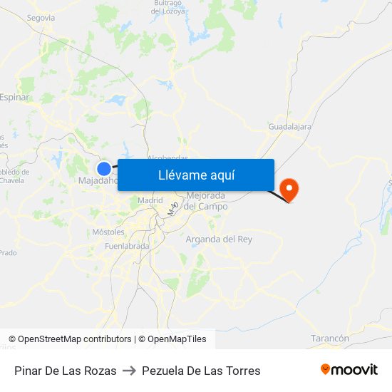 Pinar De Las Rozas to Pezuela De Las Torres map