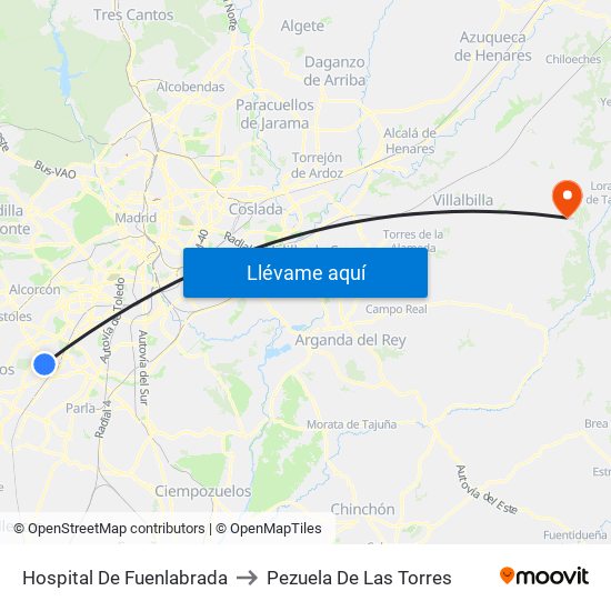 Hospital De Fuenlabrada to Pezuela De Las Torres map