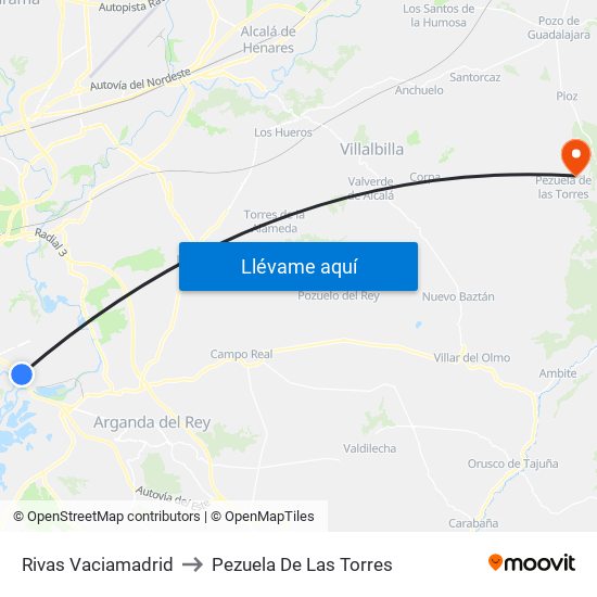 Rivas Vaciamadrid to Pezuela De Las Torres map