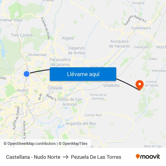 Castellana - Nudo Norte to Pezuela De Las Torres map