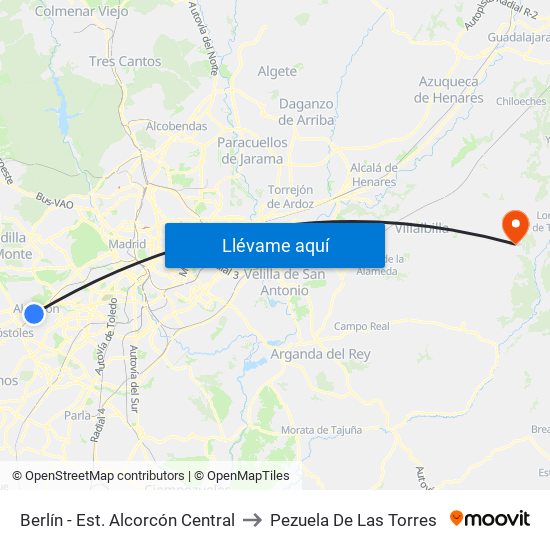 Berlín - Est. Alcorcón Central to Pezuela De Las Torres map