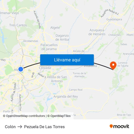 Colón to Pezuela De Las Torres map