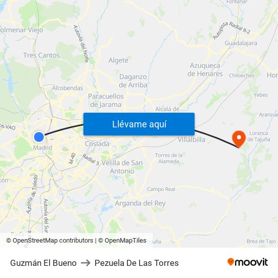 Guzmán El Bueno to Pezuela De Las Torres map