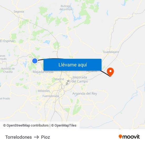 Torrelodones to Pioz map