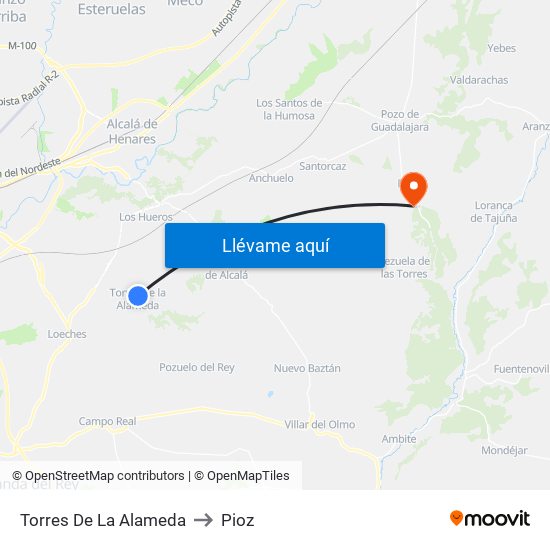 Torres De La Alameda to Pioz map