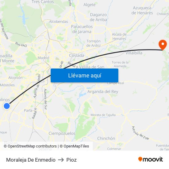 Moraleja De Enmedio to Pioz map