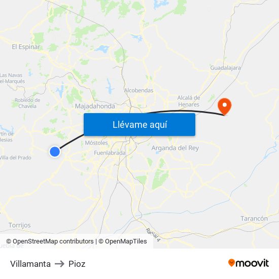 Villamanta to Pioz map