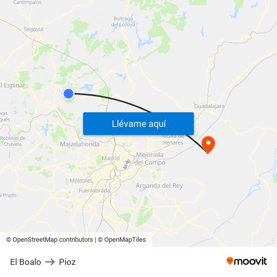 El Boalo to Pioz map