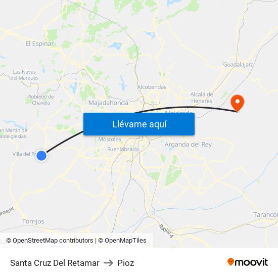 Santa Cruz Del Retamar to Pioz map
