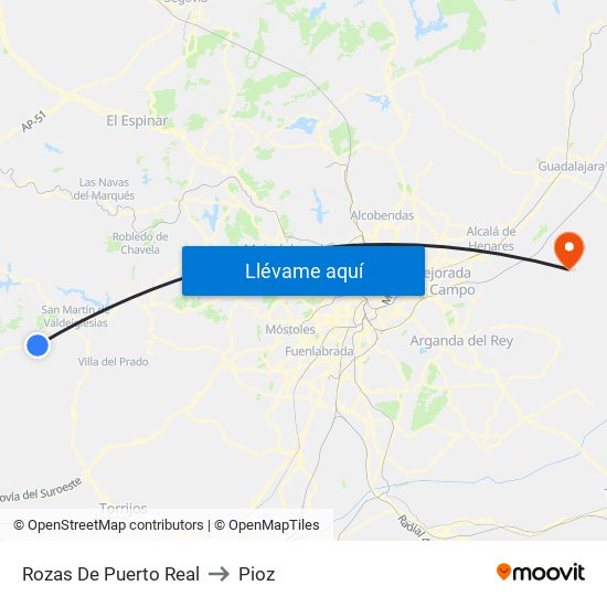 Rozas De Puerto Real to Pioz map