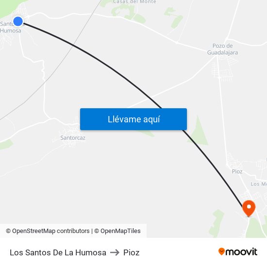 Los Santos De La Humosa to Pioz map