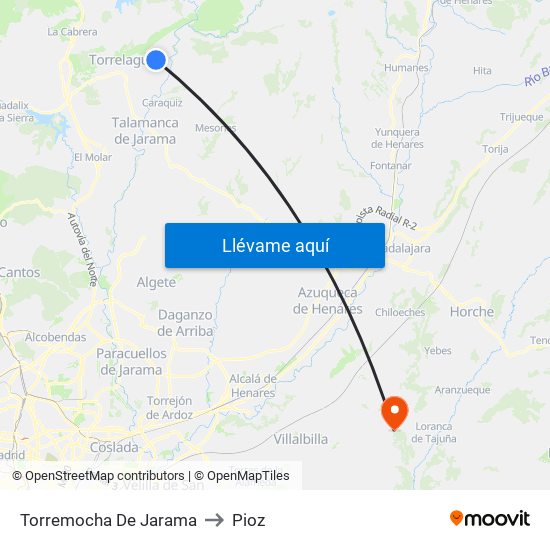 Torremocha De Jarama to Pioz map