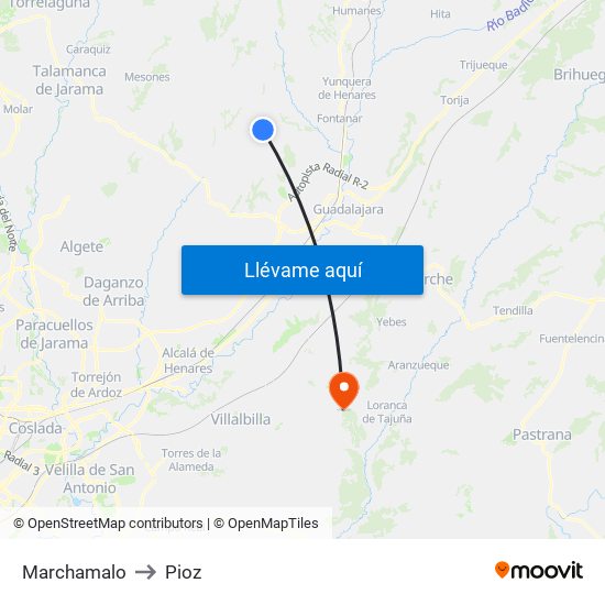 Marchamalo to Pioz map