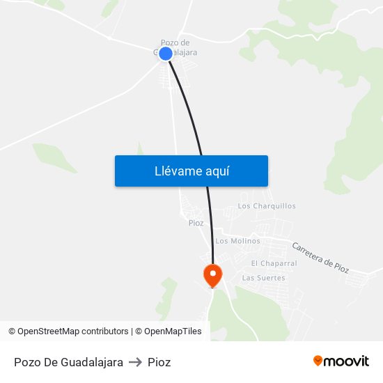 Pozo De Guadalajara to Pioz map