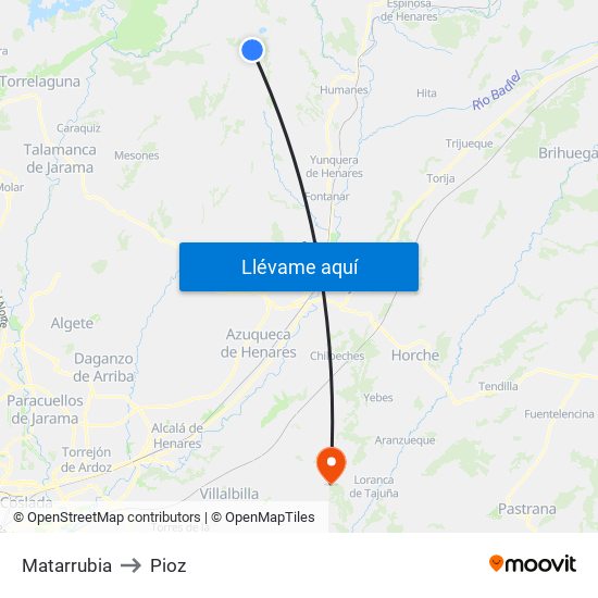 Matarrubia to Pioz map