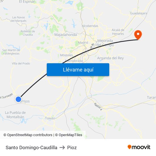 Santo Domingo-Caudilla to Pioz map
