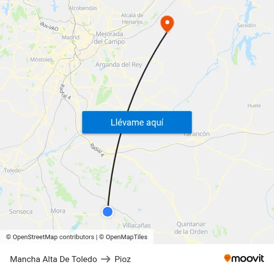 Mancha Alta De Toledo to Pioz map