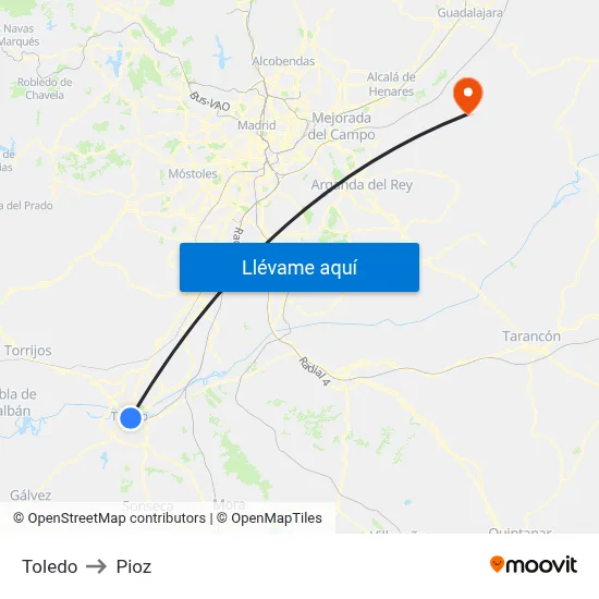 Toledo to Pioz map