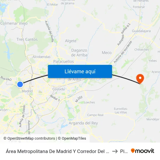 Área Metropolitana De Madrid Y Corredor Del Henares to Pioz map