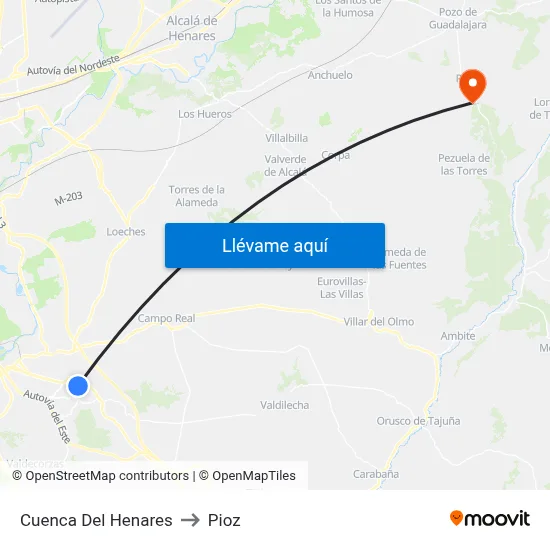 Cuenca Del Henares to Pioz map