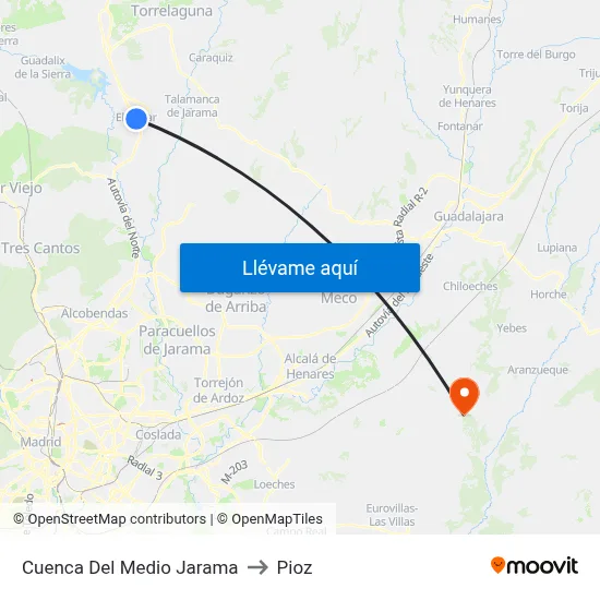 Cuenca Del Medio Jarama to Pioz map