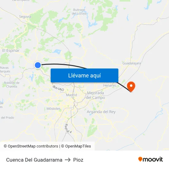 Cuenca Del Guadarrama to Pioz map