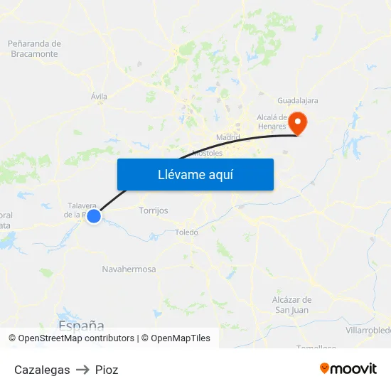 Cazalegas to Pioz map