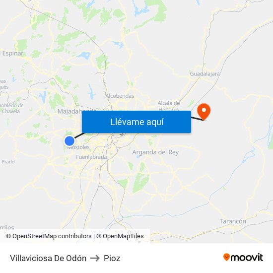 Villaviciosa De Odón to Pioz map