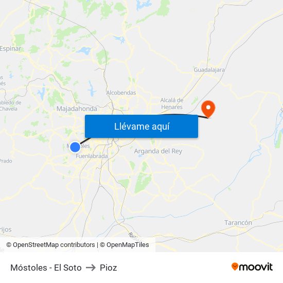Móstoles - El Soto to Pioz map