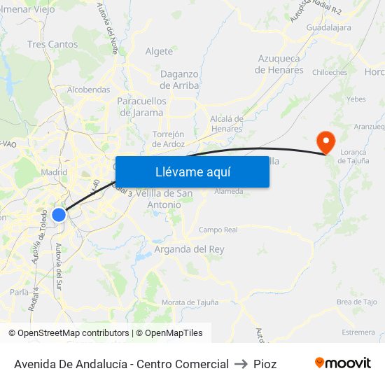 Avenida De Andalucía - Centro Comercial to Pioz map