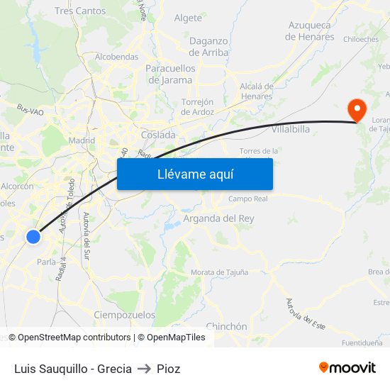 Luis Sauquillo - Grecia to Pioz map