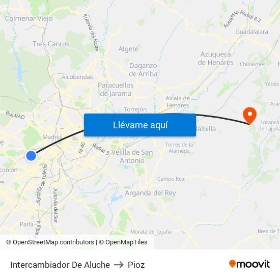 Intercambiador De Aluche to Pioz map