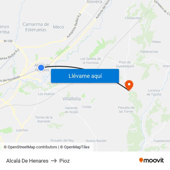 Alcalá De Henares to Pioz map