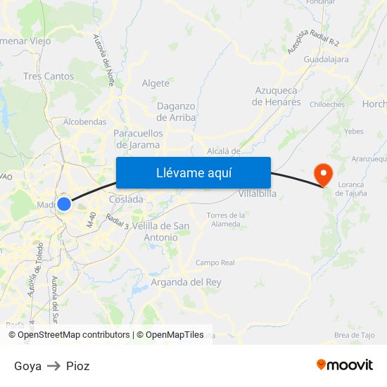 Goya to Pioz map