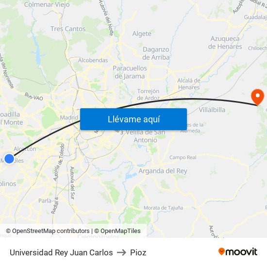 Universidad Rey Juan Carlos to Pioz map
