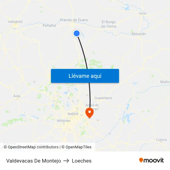 Valdevacas De Montejo to Loeches map