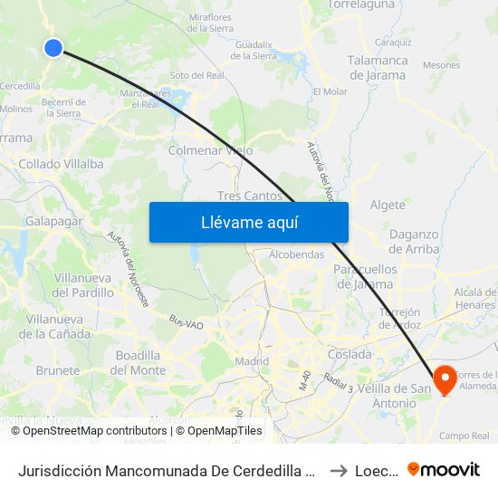 Jurisdicción Mancomunada De Cerdedilla Y Navacerrada to Loeches map