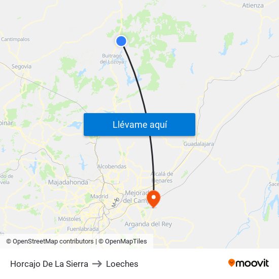 Horcajo De La Sierra to Loeches map