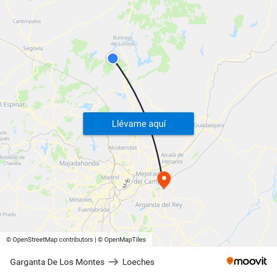 Garganta De Los Montes to Loeches map