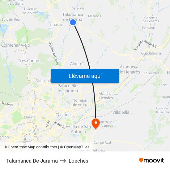 Talamanca De Jarama to Loeches map
