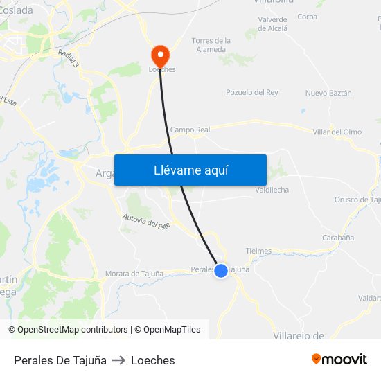 Perales De Tajuña to Loeches map