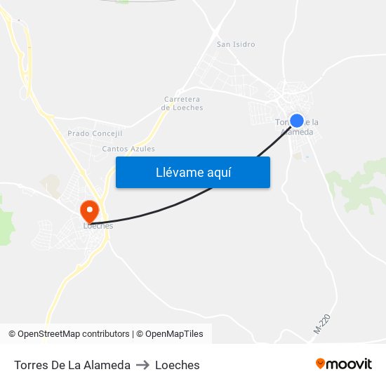 Torres De La Alameda to Loeches map