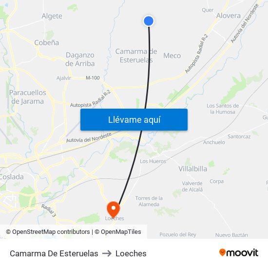 Camarma De Esteruelas to Loeches map