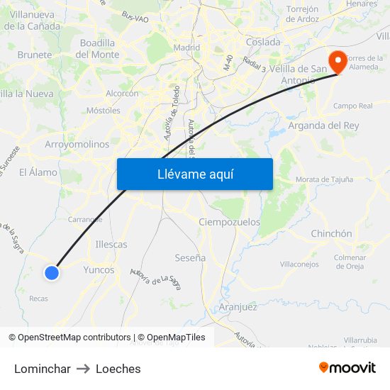 Lominchar to Loeches map