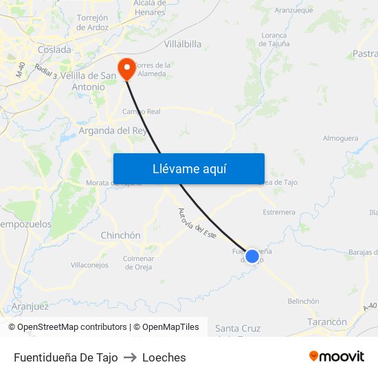 Fuentidueña De Tajo to Loeches map