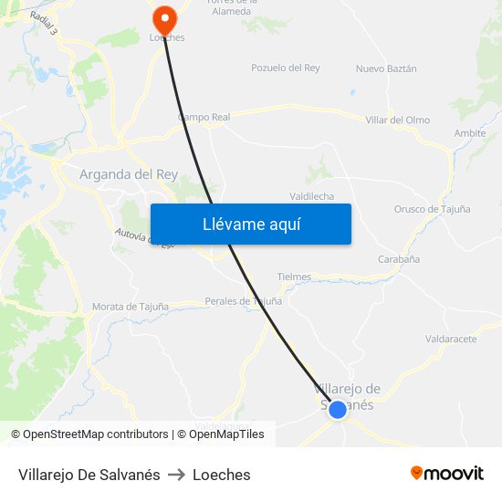 Villarejo De Salvanés to Loeches map