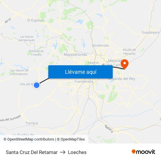 Santa Cruz Del Retamar to Loeches map