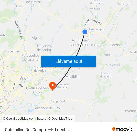 Cabanillas Del Campo to Loeches map