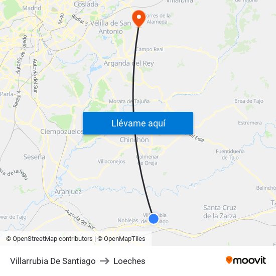 Villarrubia De Santiago to Loeches map